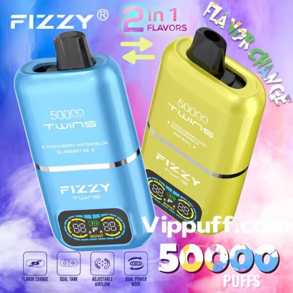 Fizzy Twins 50k 50000 Puffs Disposable Vape 2 In 1 Flavors Wholesale 2% 5% Nicotine - Image 5