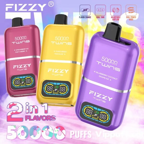 Fizzy Twins 50k 50000 Puffs Disposable Vape 2 In 1 Flavors Wholesale 2% 5% Nicotine - Image 3