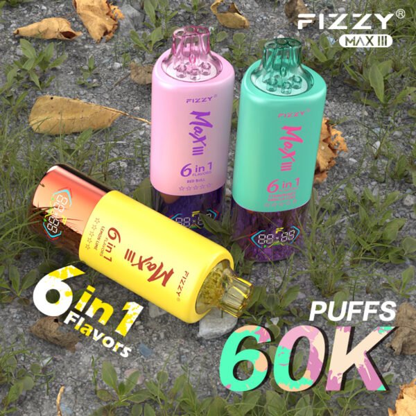 Fizzy Max III 6in1 60K 60000 Puffs Rechargeable Disposable Vape Flavors Wholesale - immagine 2